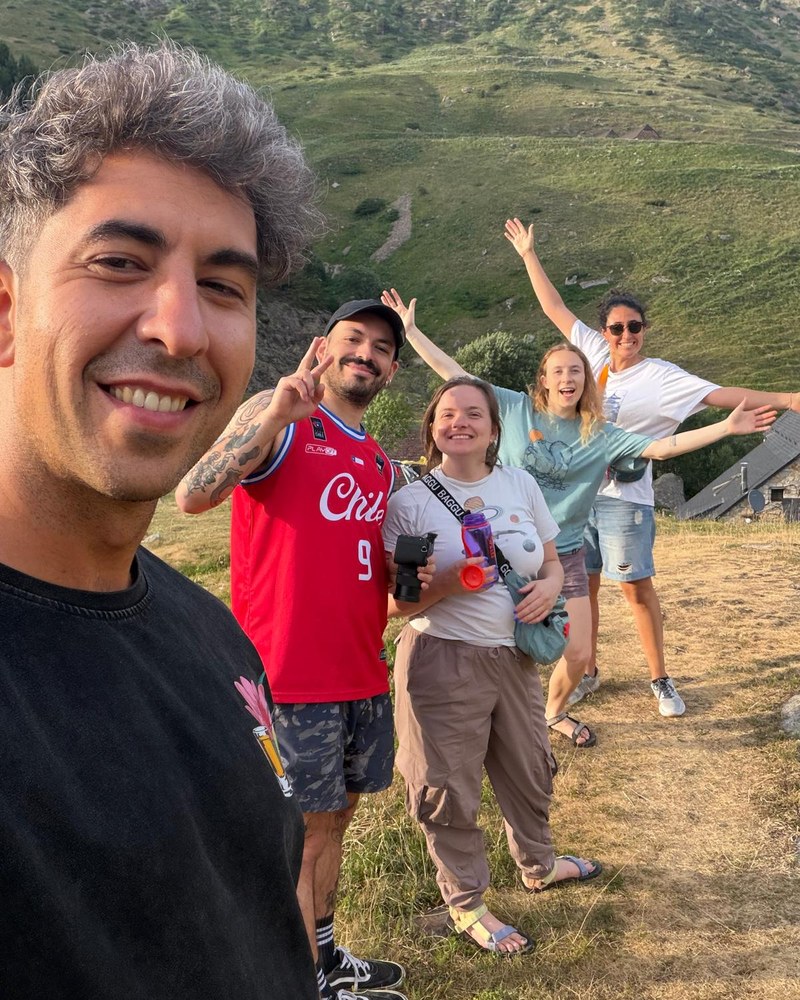 Juani with friends in the mountains